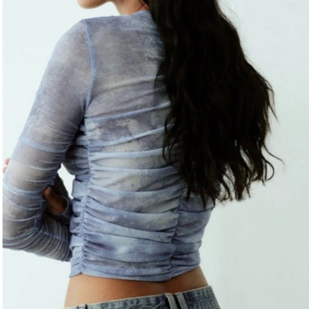 ZARA MESH RUCHED TOP